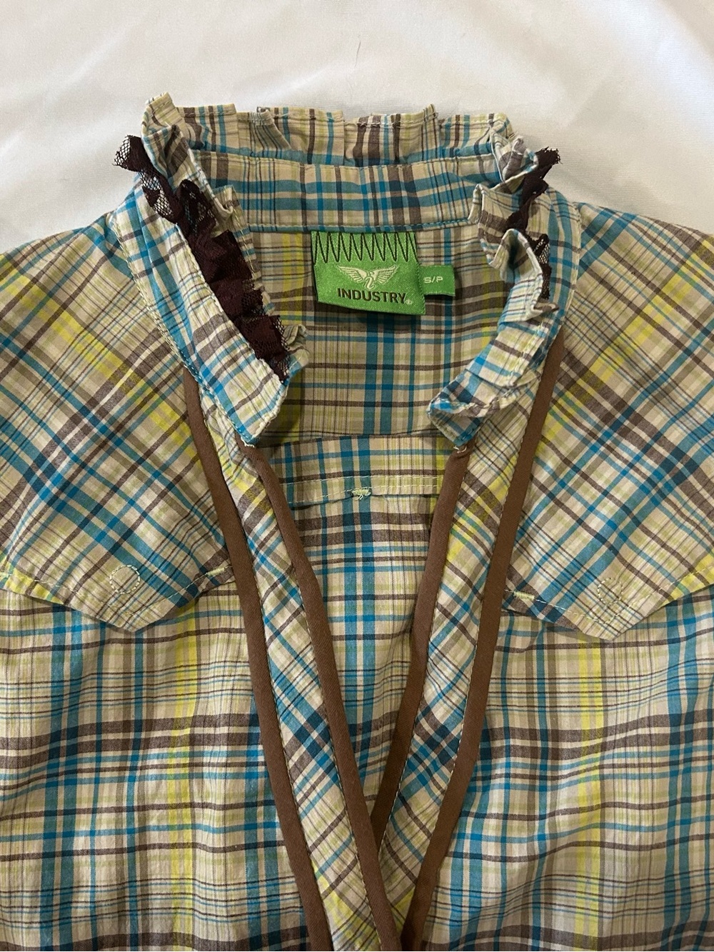 y2k plaid and lace blouse - Picture 3 of 3
